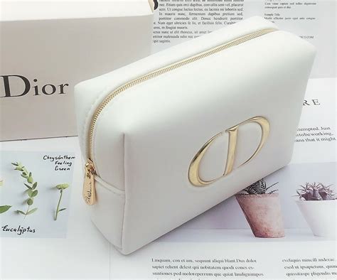 dior white makeup pouch|christian Dior cosmetic pouch.